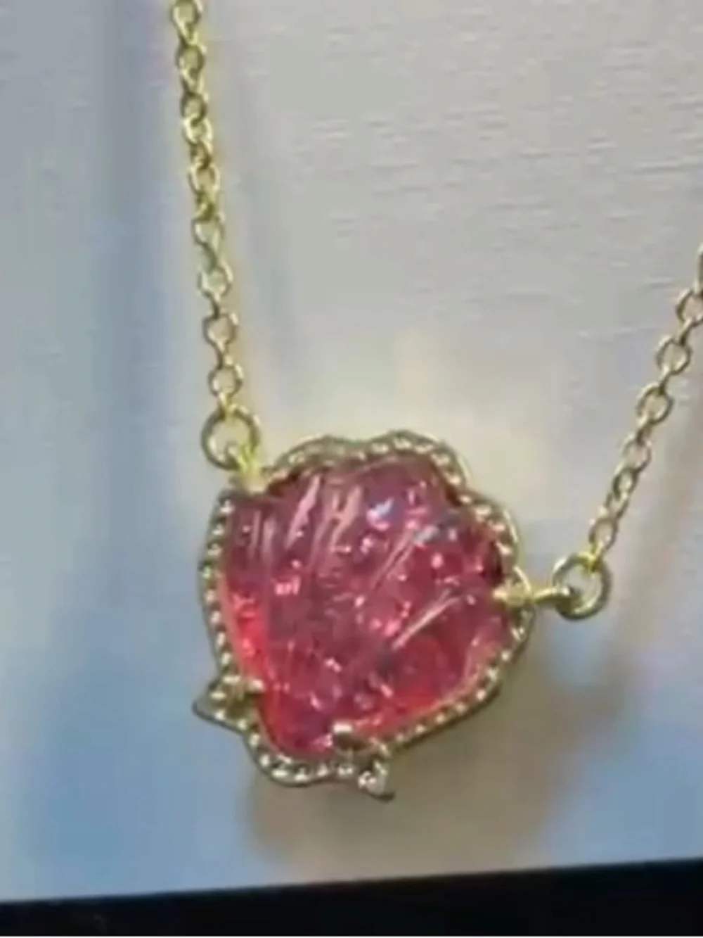 Kendra Scott Pink Sparkle Shell Pendant Gold Chain Necklace NEW $79